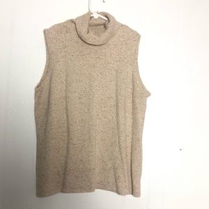 Emma & James Rabbit Hair Blend Sleeveless Turtleneck Chenille Tank top Cream L